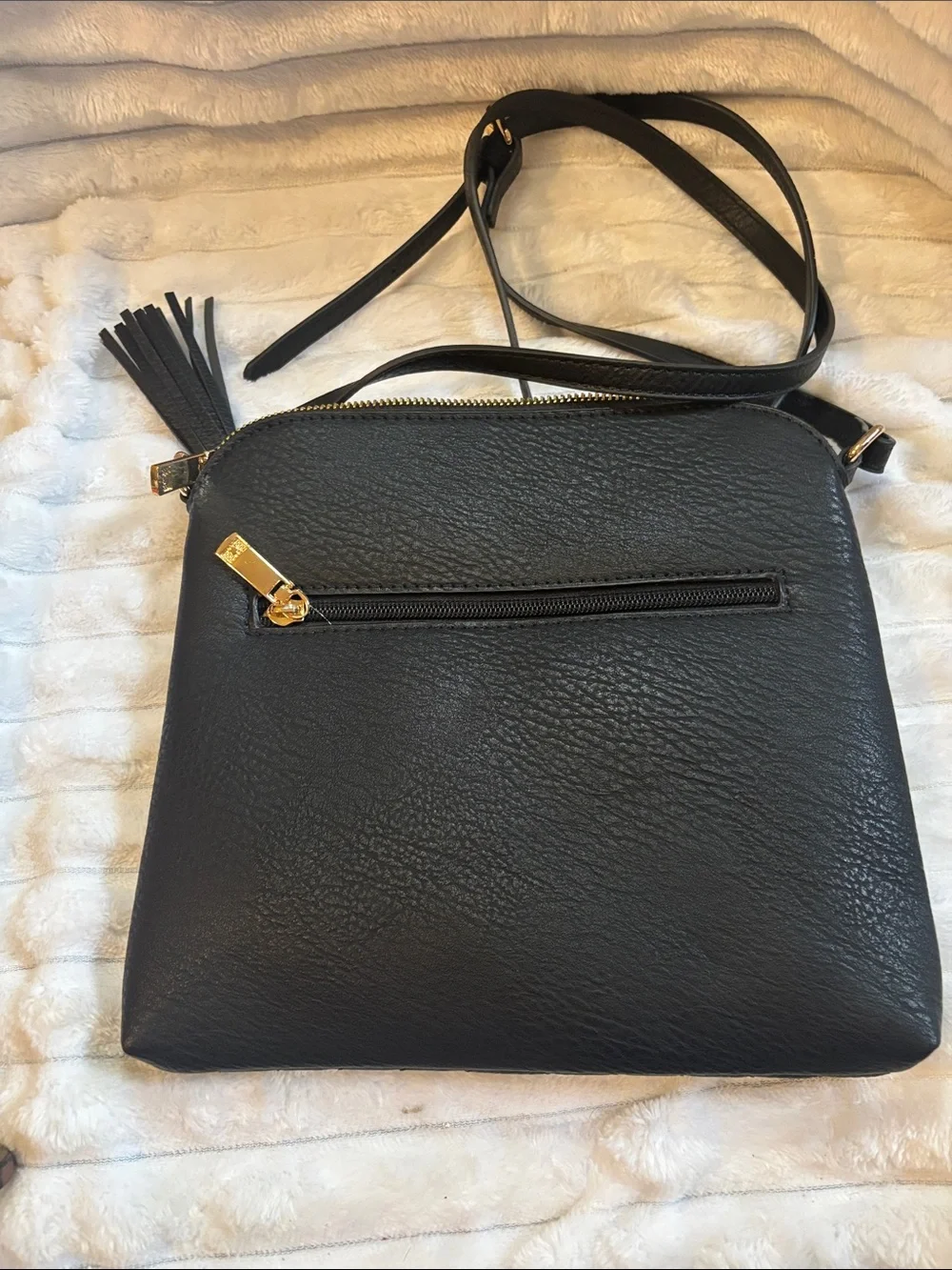 Black Stylish Crossbody Bag with Tassel EUC